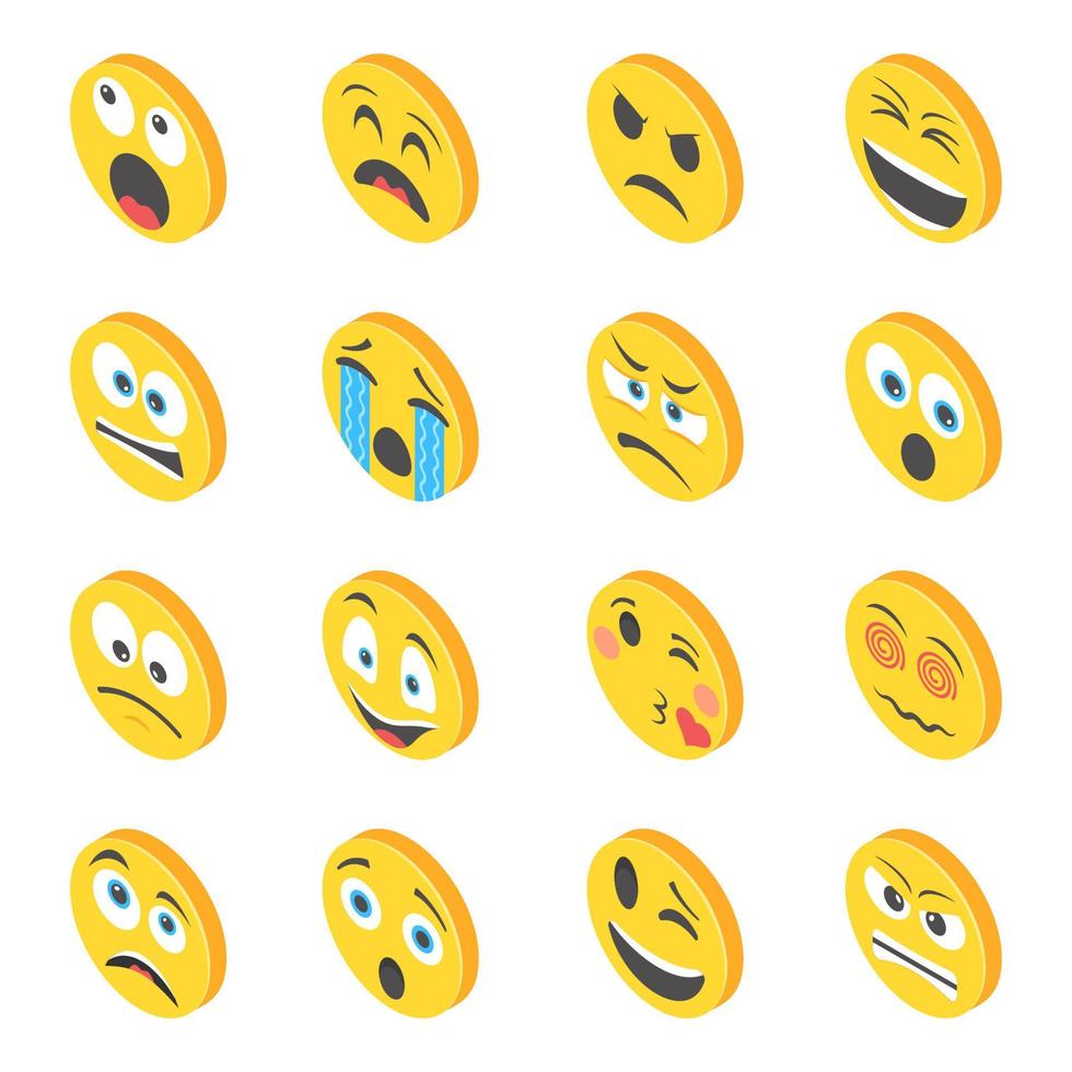 emoticon con diverse espressioni facciali vettore