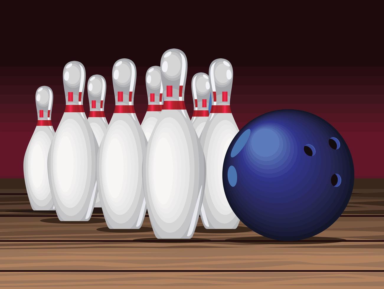 pini e palla da bowling vettore
