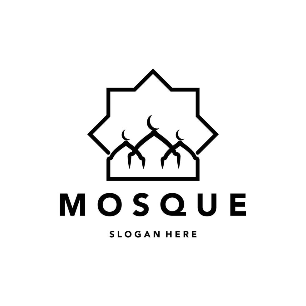 moschea islam line art logo creativo vettore illustrazione minimalista design