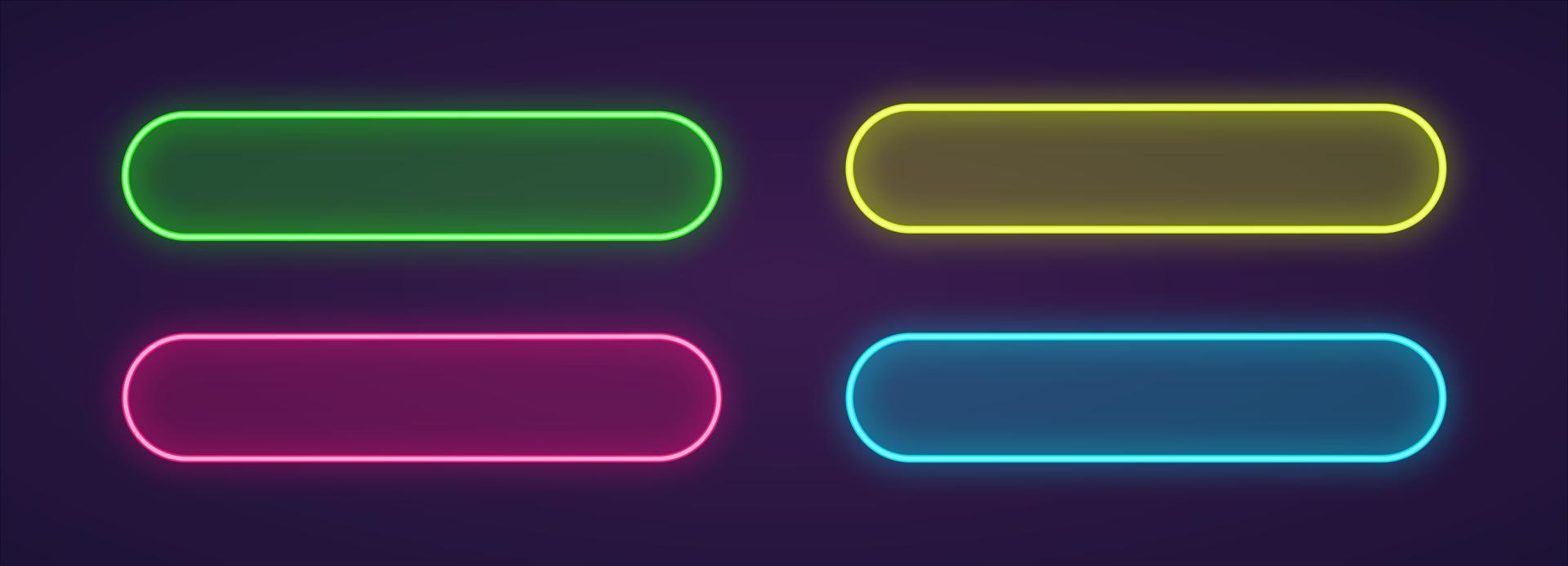 pulsante neon vettoriale per web design, app, gioco e interfaccia.