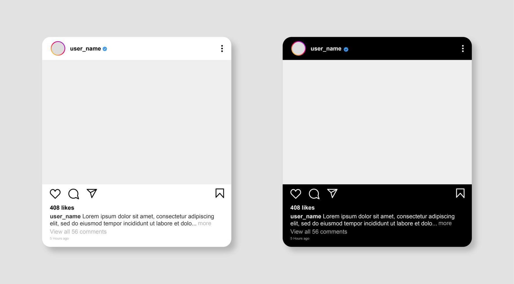 modello di cornice instragram con tema chiaro e scuro. modello di post  instagram paesaggio. mockup di social network con schermo instagram.  5412077 Arte vettoriale a Vecteezy