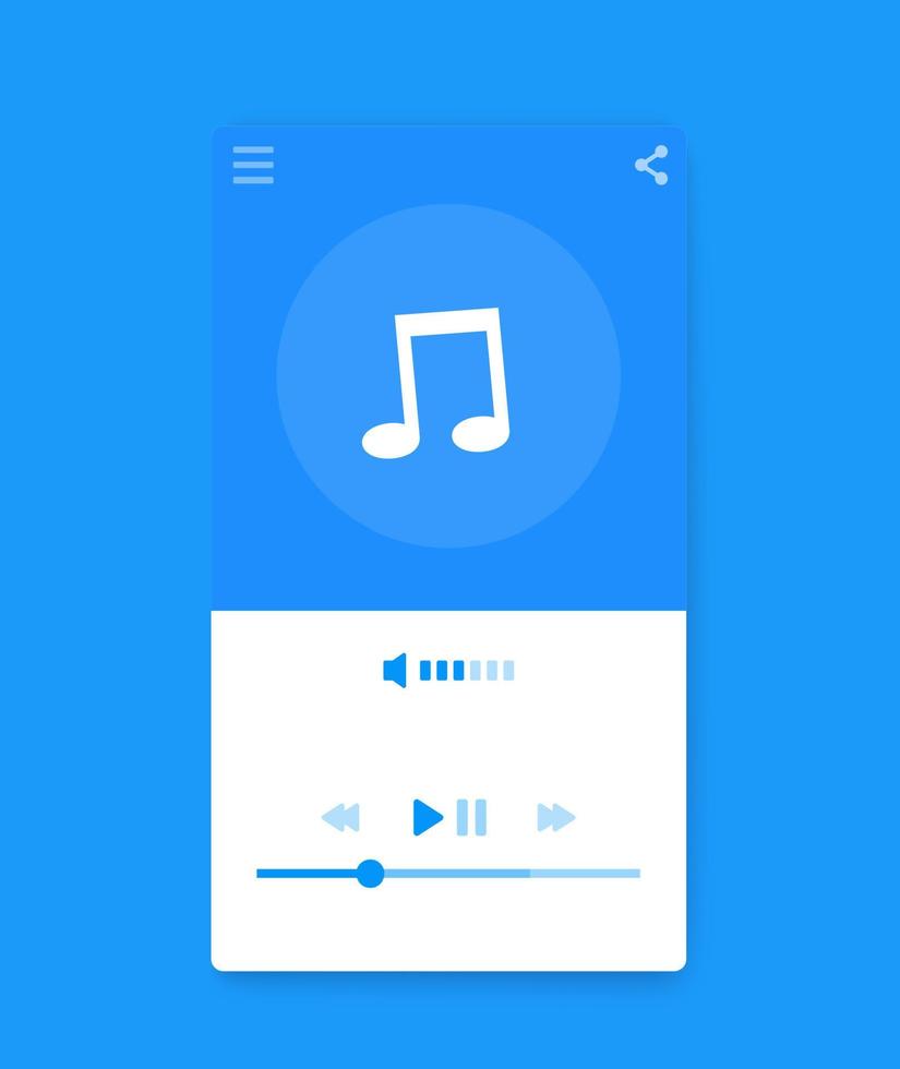 interfaccia del lettore di streaming musicale, interfaccia utente mobile, vettore