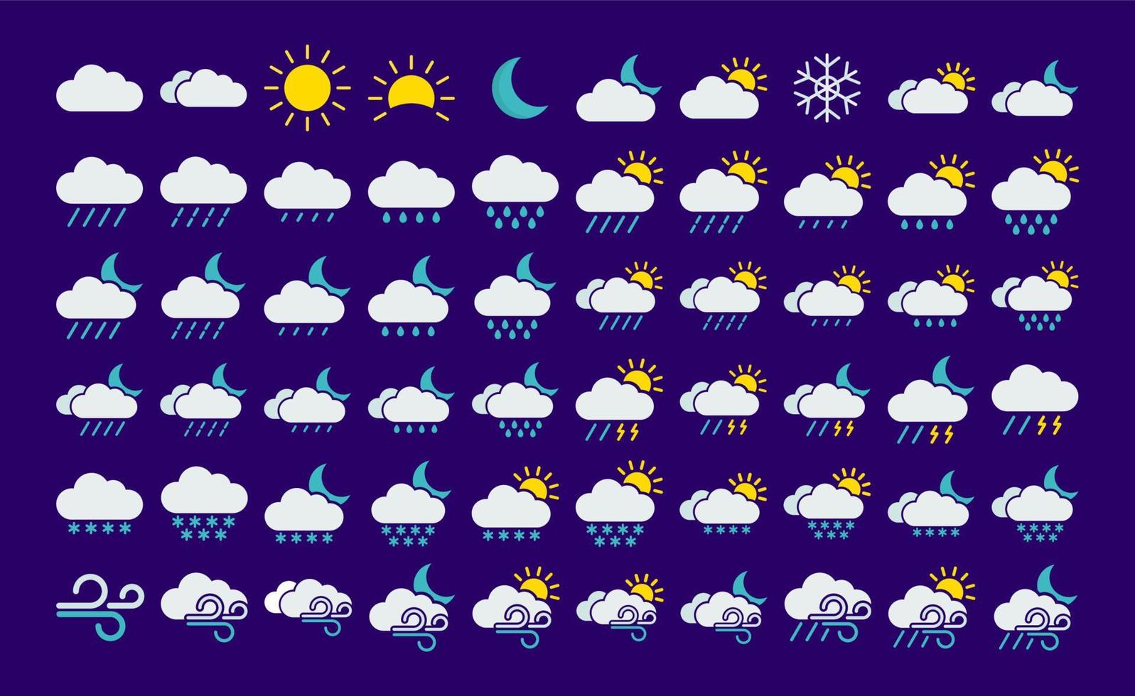 raccolta di set di icone del clima meteorologico vettore