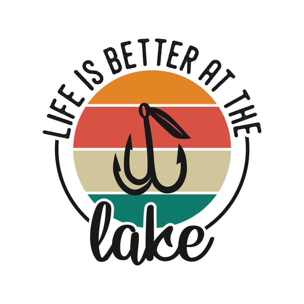 la vita è migliore al lago vintage tipografia retrò pesca slogan t-shirt design illustrazione vettore