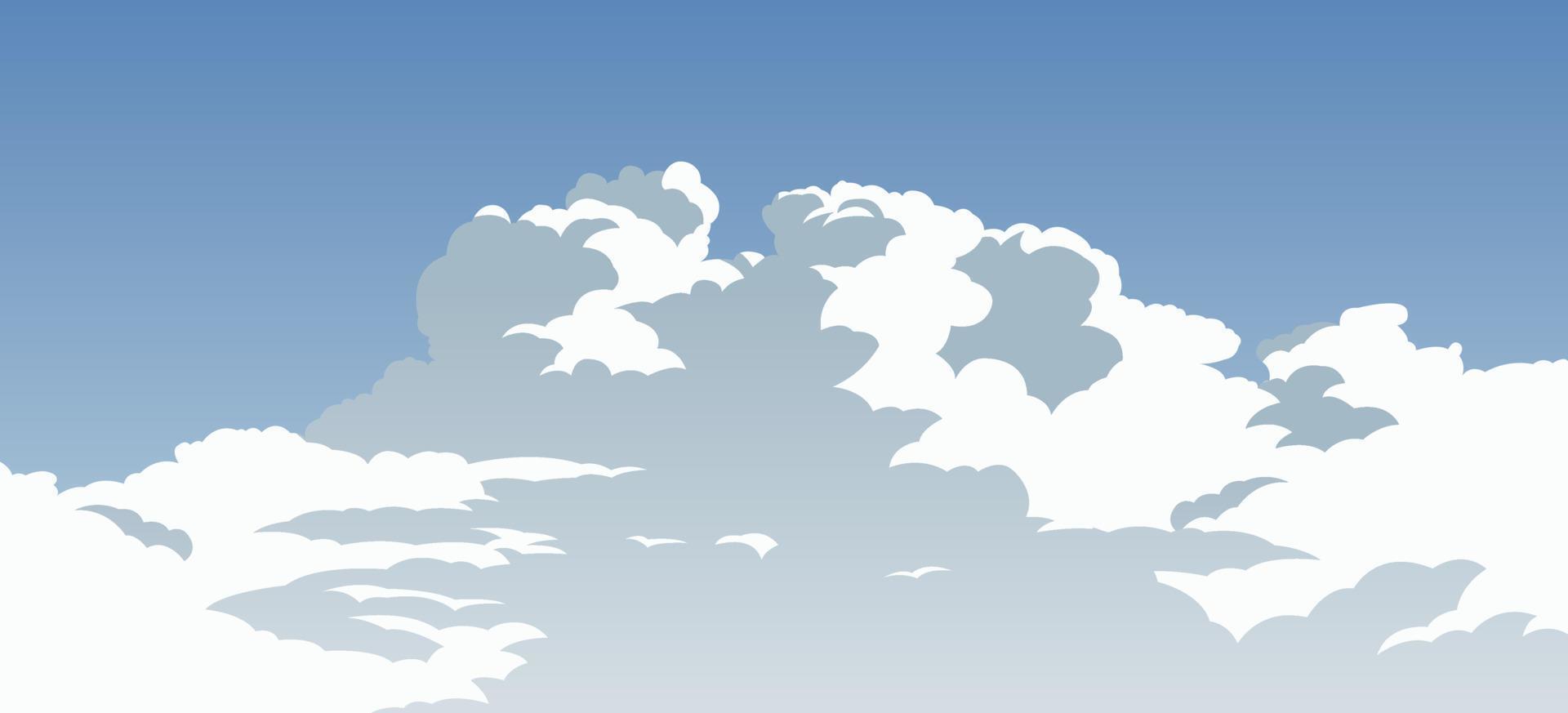 versione cartoon di un bel cielo blu nuvoloso vettore