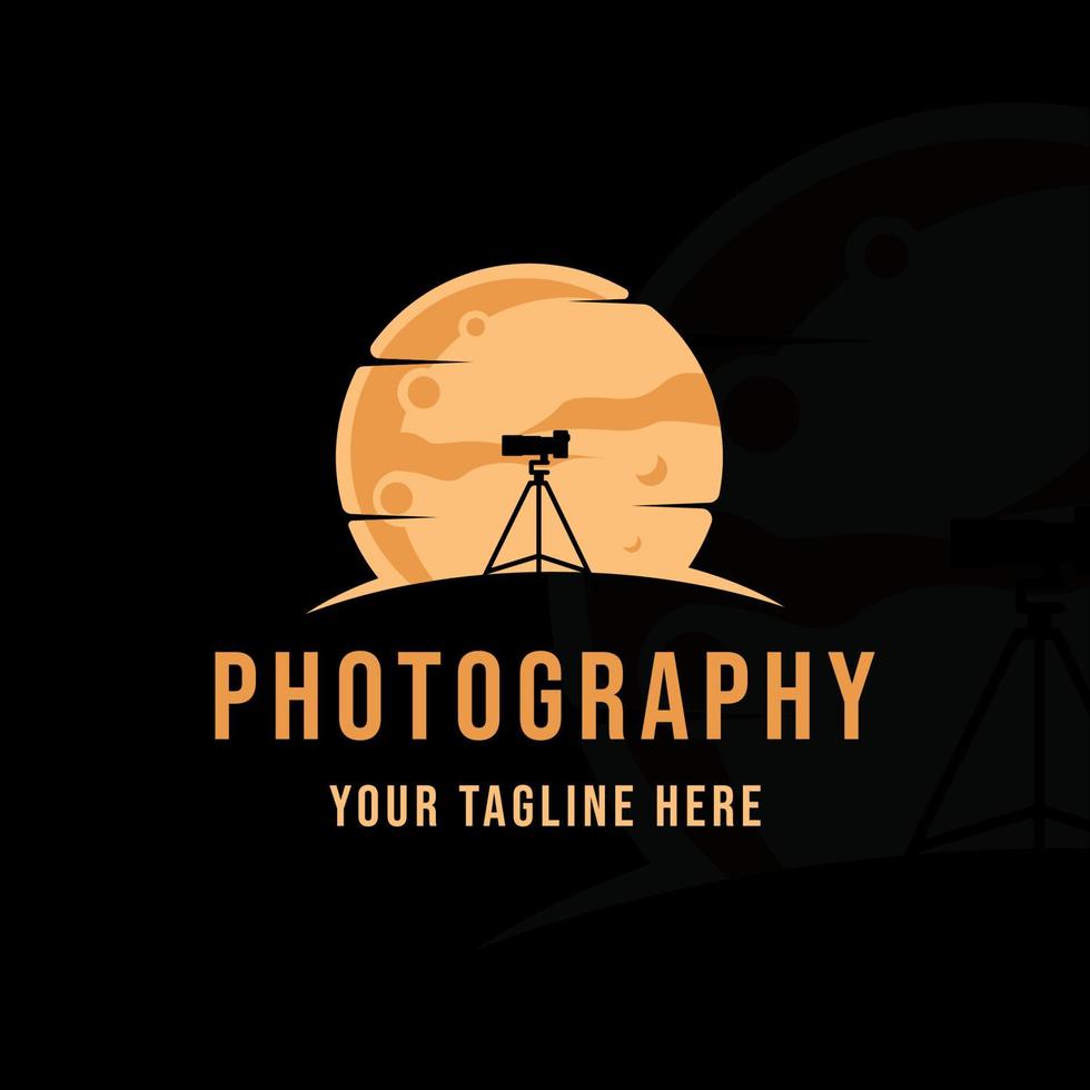silhouette fotocamera al logo luna moderna illustrazione vettoriale vintage modello icona graphic design. segno fotografico o simbolo per fotografo professionista