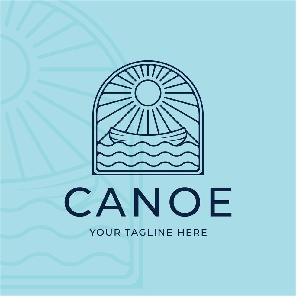 canoa o kayak logo line art semplice minimalista illustrazione vettoriale modello icona graphic design. segno o simbolo di canottaggio per kayak per sport estremi o viaggi d'affari con badge