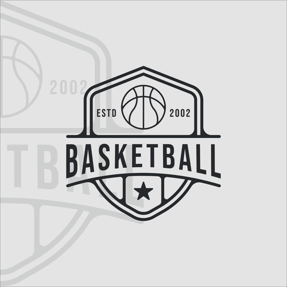 basket logo line art semplice illustrazione vettoriale modello icona graphic design. segno o simbolo dello sport per il concetto di campionato e competizione di squadra o club con stile distintivo e tipografia