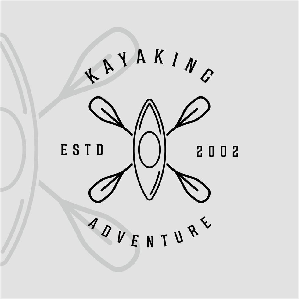 kayak o canoa e paddle logo line art semplice minimalista illustrazione vettoriale modello icona graphic design. segno o simbolo di kayak o canottaggio per sport e viaggi d'affari