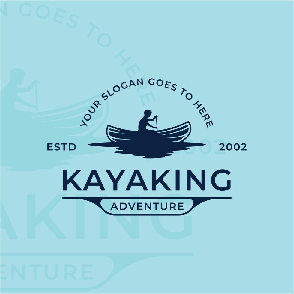 logo del kayak o della canoa disegno grafico dell'icona del modello di illustrazione vettoriale vintage. segno o simbolo di avventura sportiva in kayak per affari o viaggi
