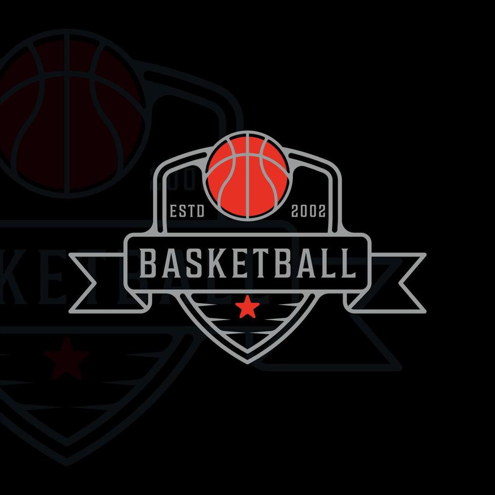 basket logo line art semplice illustrazione vettoriale modello icona graphic design. segno o simbolo dello sport per il concetto di campionato e competizione di squadra o club con stile distintivo e tipografia