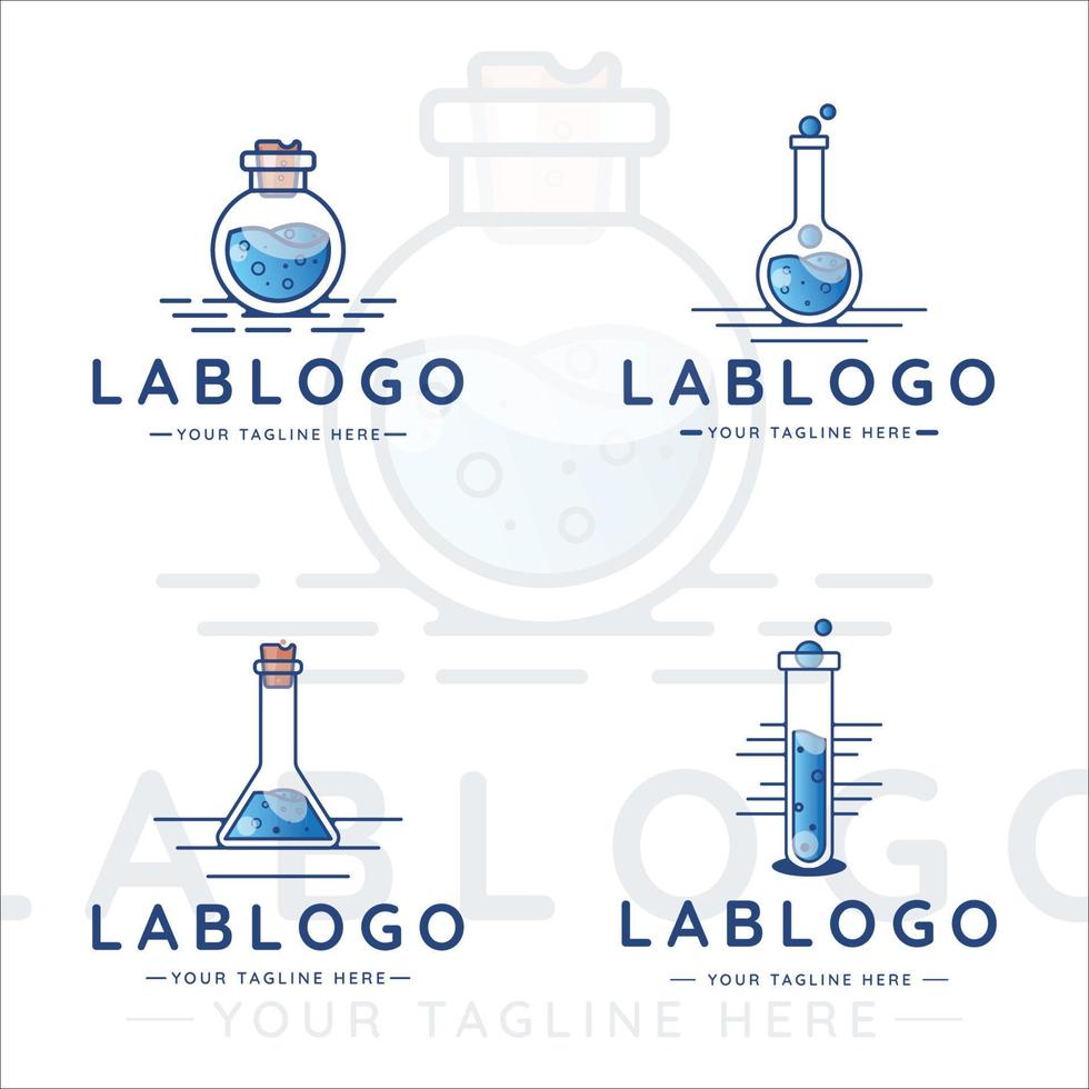 set di becher lab logo line art illustrazione vettoriale modello icona graphic design. raccolta in bundle di vari concetti di laboratorio liquido per l'azienda