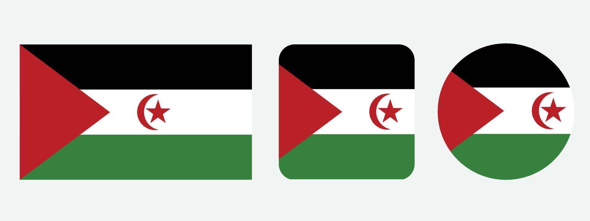 icona della bandiera del sahara occidentale. set di icone web. collezione di icone piatte. semplice illustrazione vettoriale. vettore