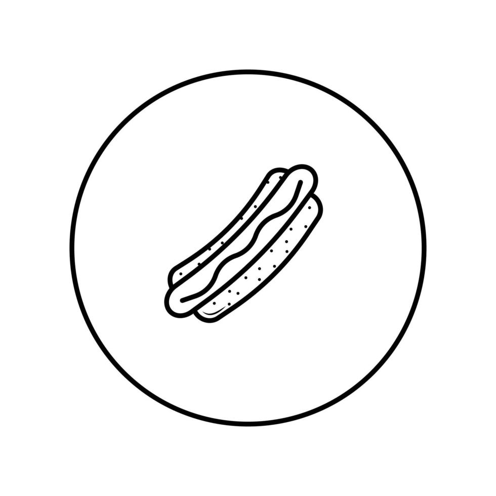 icona piatta hot dog. pittogramma per il web. tratto di linea. isolato su sfondo bianco. disegno vettoriale. vettore