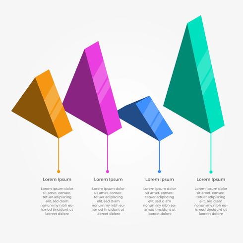 Modello di triangolo piatto 3D infografica vettoriale