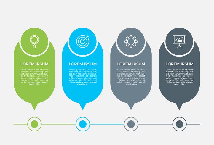 Infografica aziendale. Diagramma con 4 passaggi, opzioni o processi. Modello di infografica per la presentazione. vettore