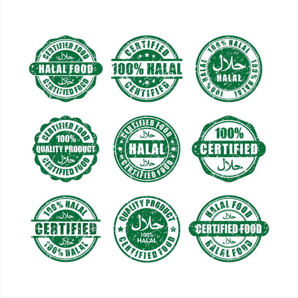 Collezione di francobolli certificati alimentari halal vettore