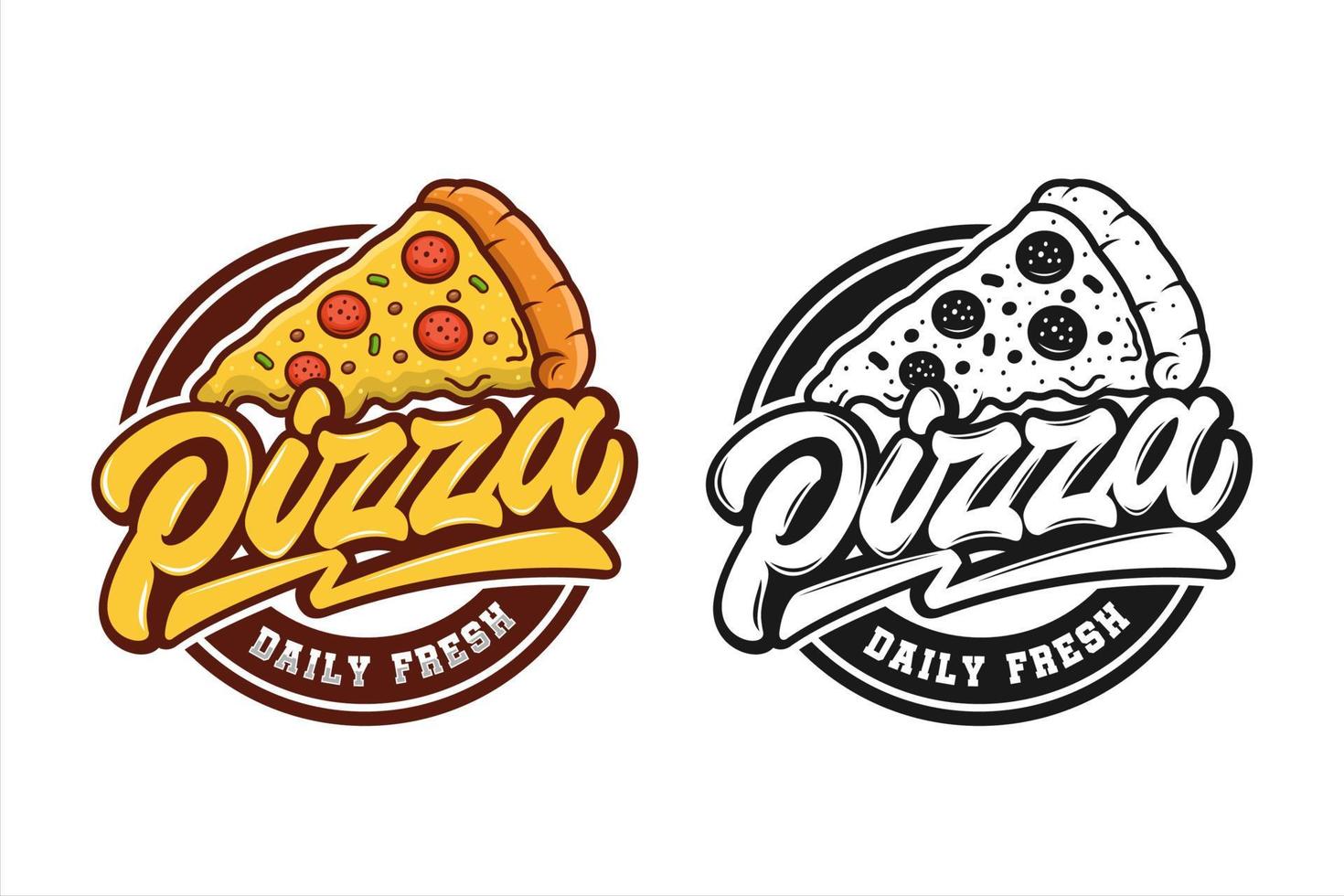 logo di disegno vettoriale fresco quotidiano della pizza