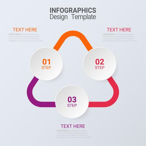Infographics in tre fasi. Modello di business vettoriale per presentazione e formazione.