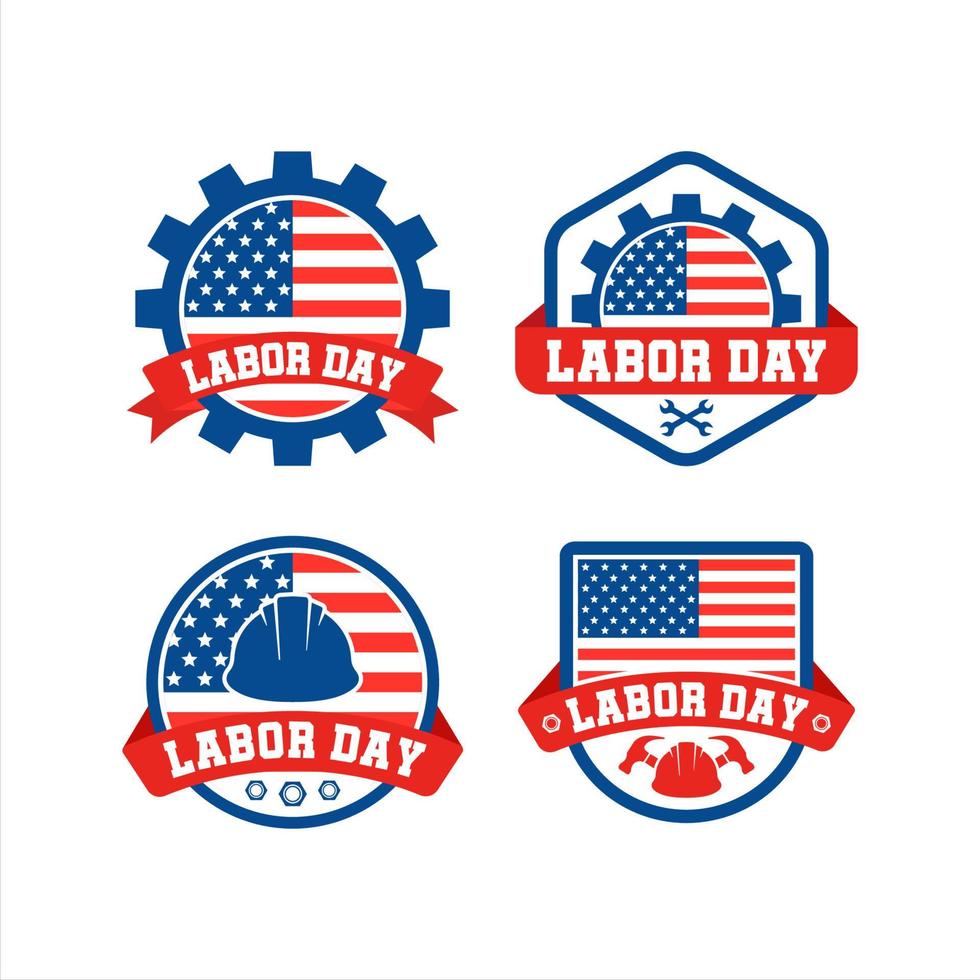collezione di logo badge festa del lavoro d'america vettore