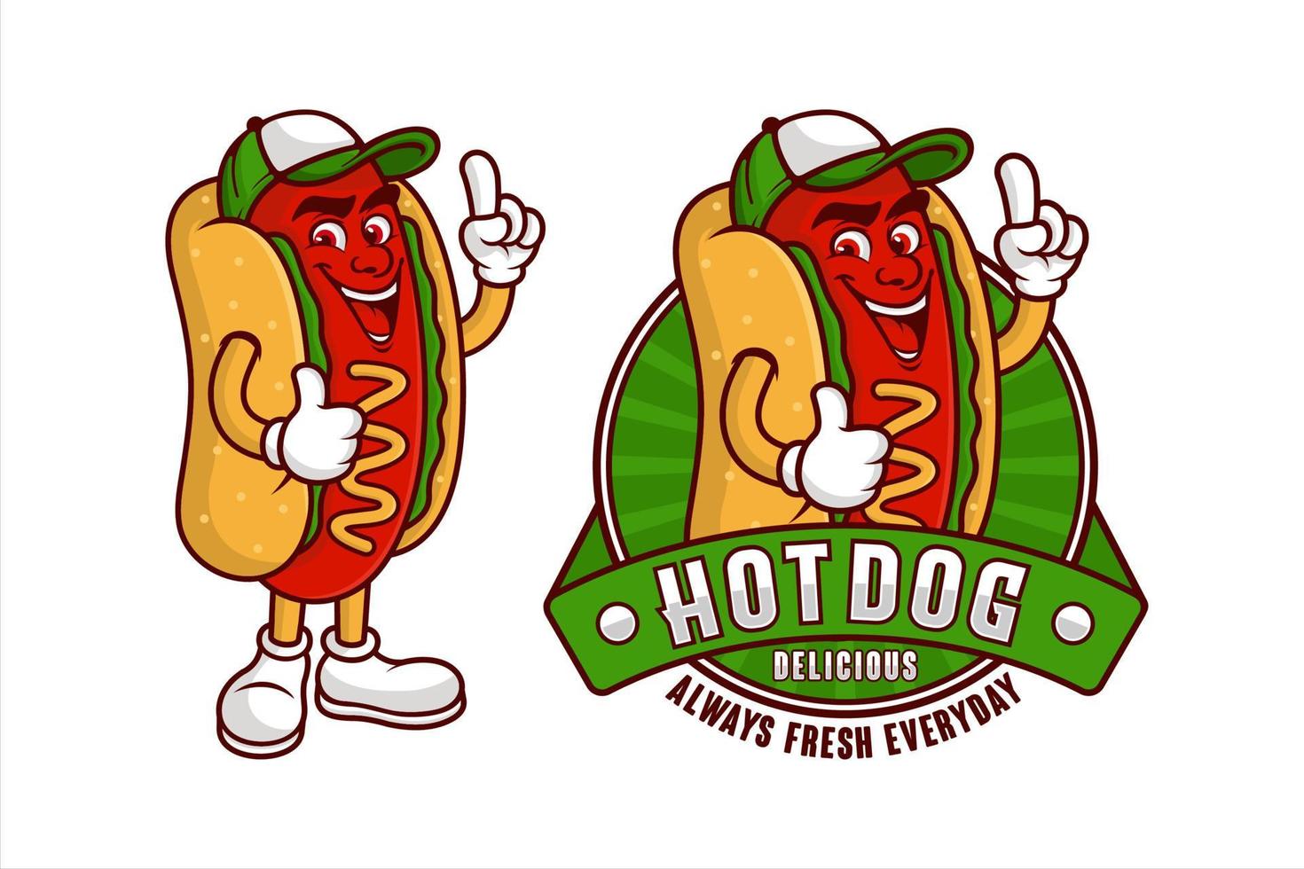 hot dog deliziosa mascotte cartone animato disegno vettoriale