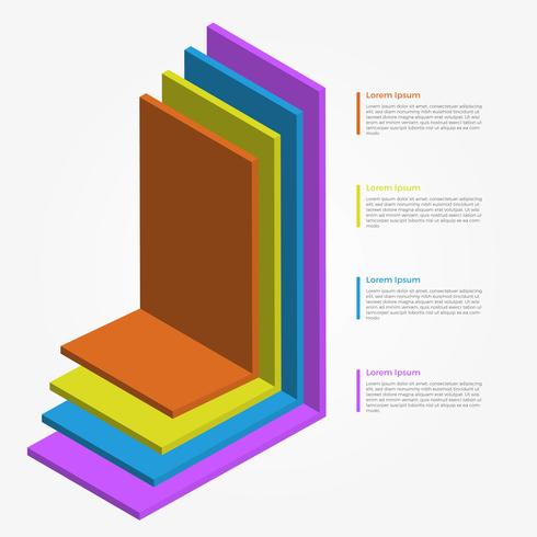 Modello di vettore di elementi 3d colorato piatto infografica