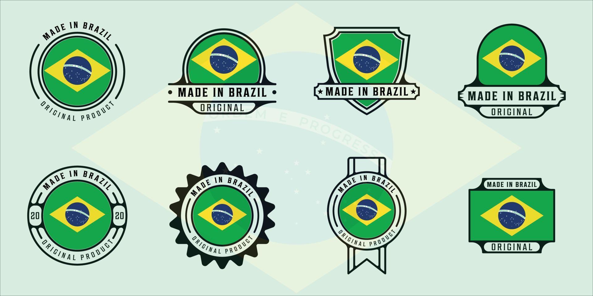 set di design grafico icona del modello di illustrazione vettoriale del profilo del logo made in brazil. raccolta in bundle del paese di bandiera con vari badge e tipografia