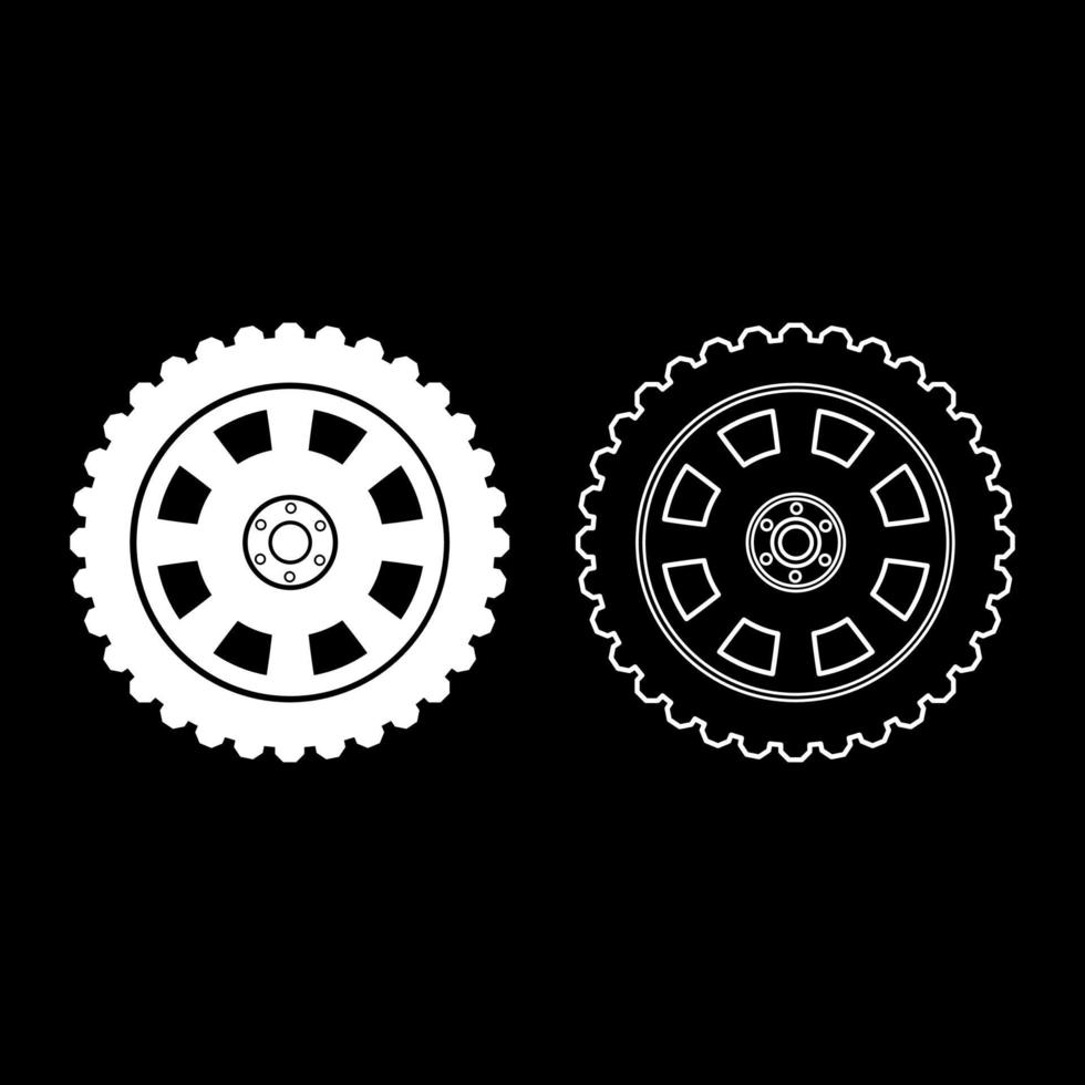 icona del pneumatico della ruota dell'auto colore bianco illustrazione vettoriale set di immagini in stile piatto