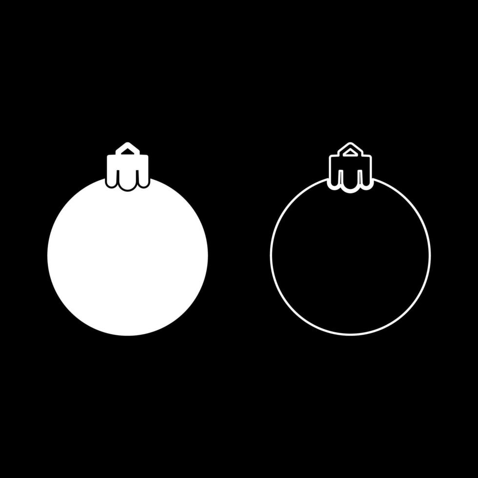palla di capodanno sfera di natale icona giocattolo colore bianco illustrazione vettoriale set di immagini in stile piatto