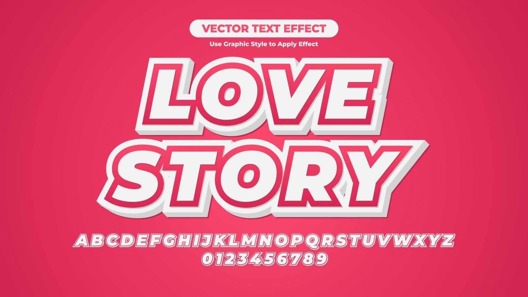 storia d'amore effetto testo 3d vettore