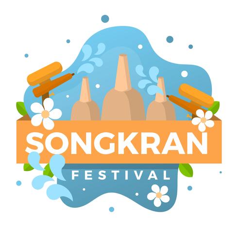 Illustrazione piana di vettore di Songkran Festival