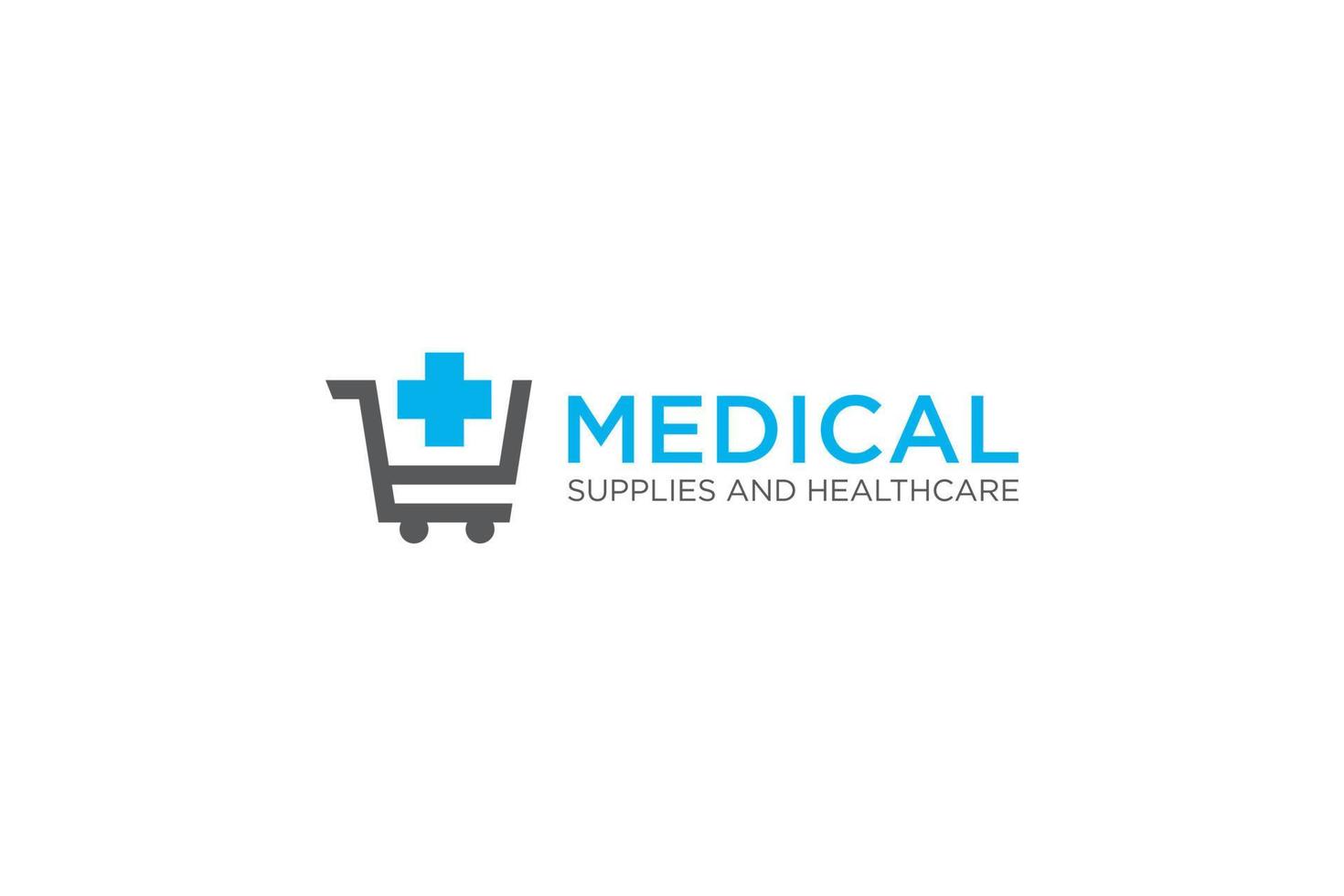 logo astratto di forniture mediche. linea blu con stile geometrico carrello isolato su sfondo bianco. utilizzabile per loghi aziendali, medici e di branding. elemento del modello di progettazione logo vettoriale piatto.