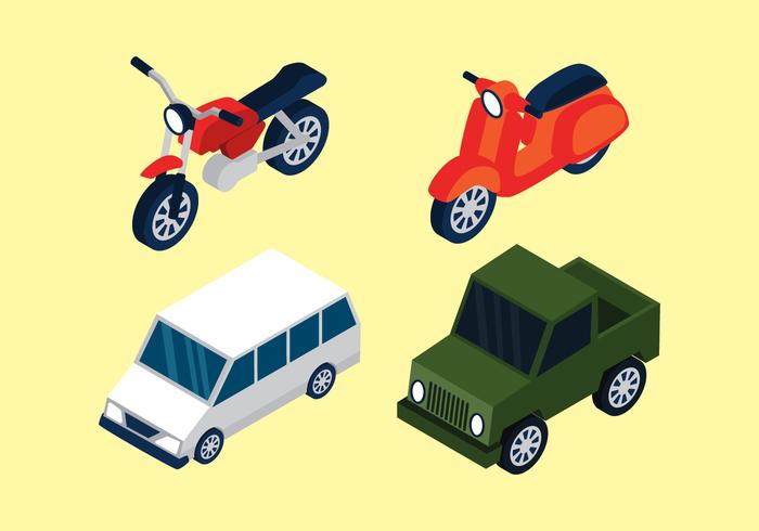 Set di clipart di trasporto isometrica vettore