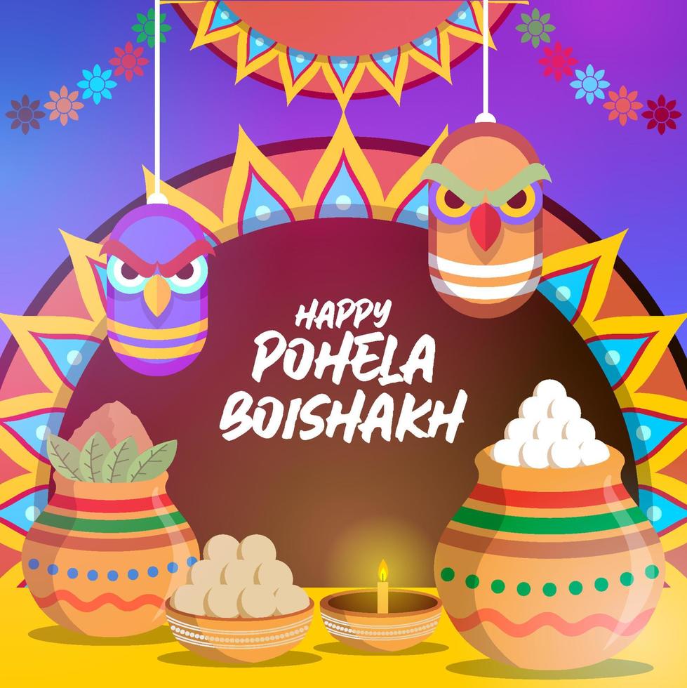 felice sfondo del festival di pohela boisakh vettore