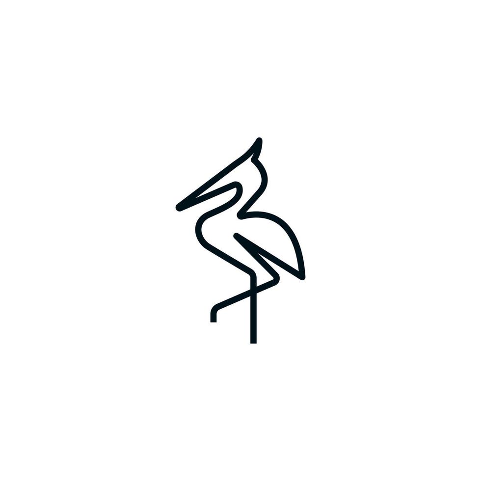 minimalismo e concetto di logo di contorno di cicogna pulita. illustrazione vettoriale