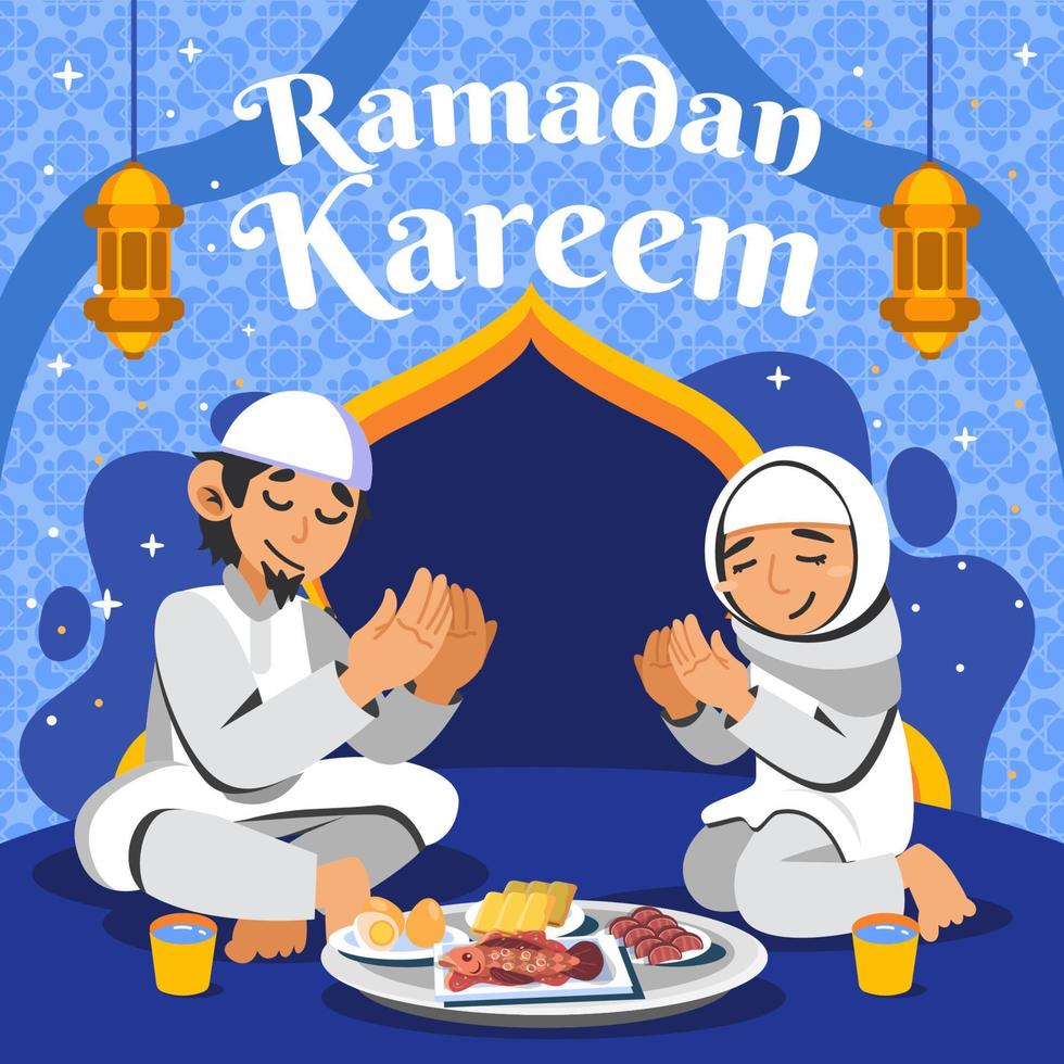 iftar di famiglia del ramadan kareem vettore