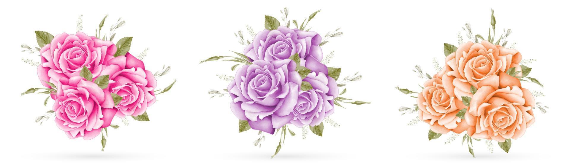 bouquet di rose acquerello isolato su sfondo bianco vettore