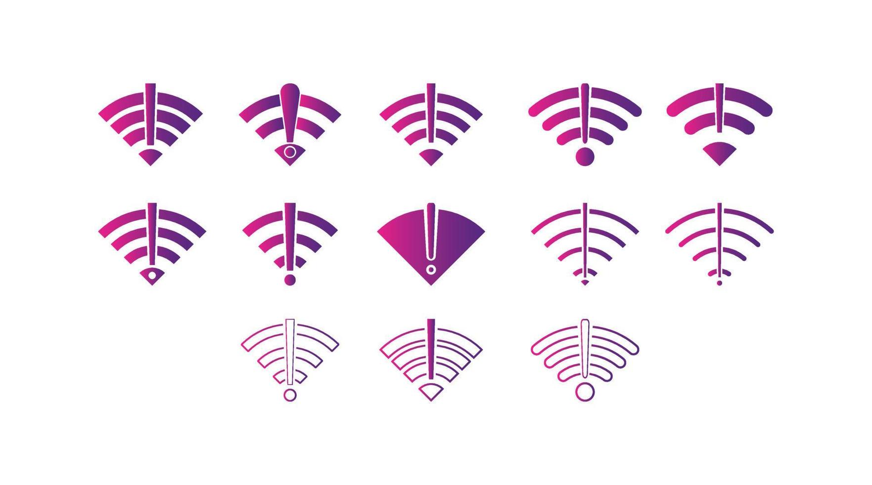 set di nessun colore del gradiente dell'icona del simbolo del segno della rete wireless vettore