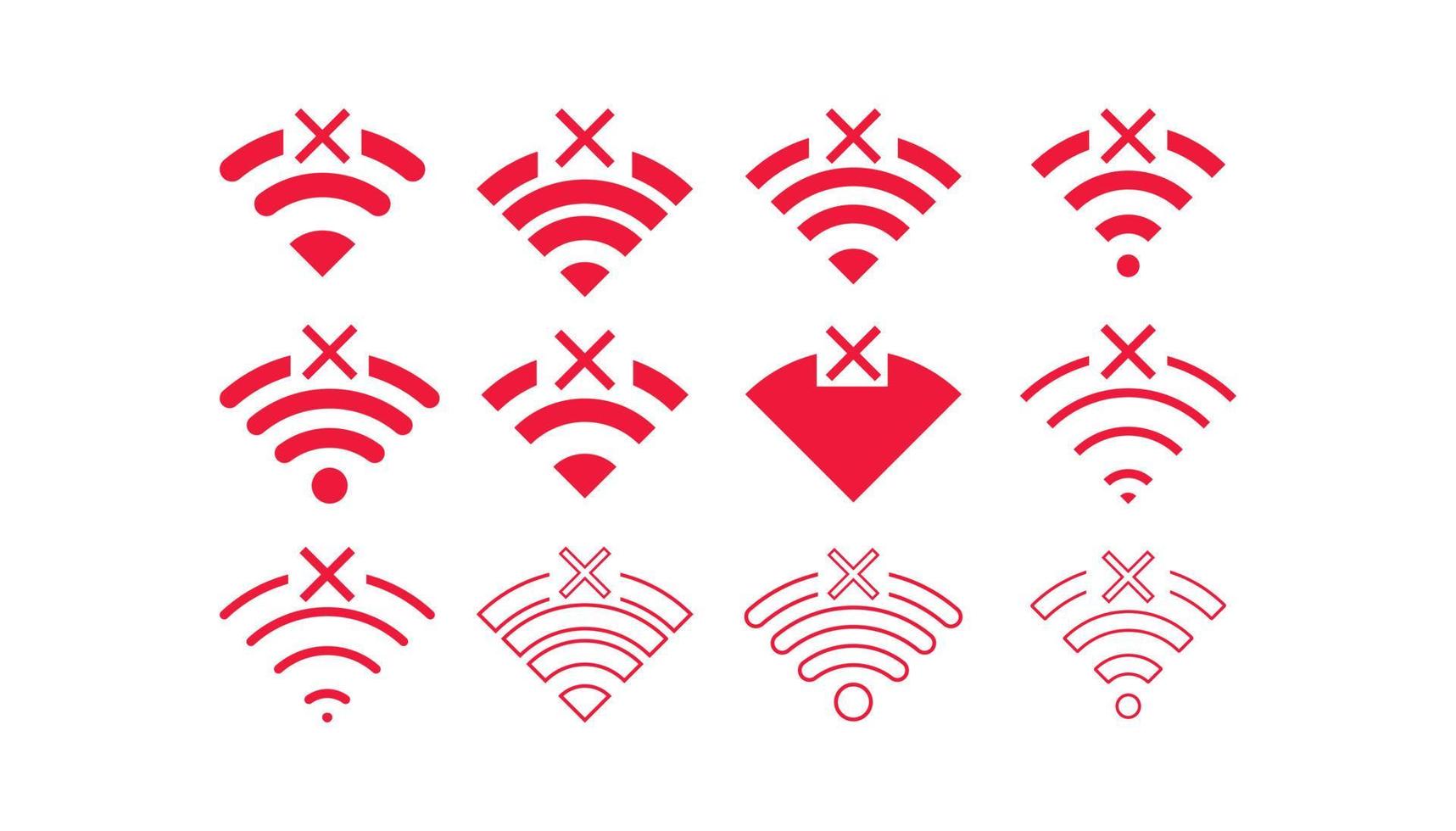 set di connessioni wireless nessuna icona wifi segno vettore colore rosso