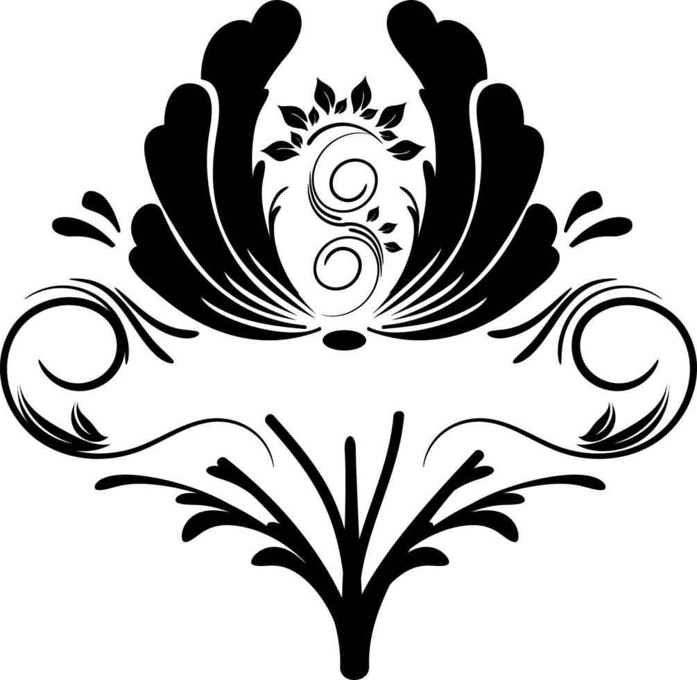 illustrazione con ornamento floreale in bianco e nero vettore
