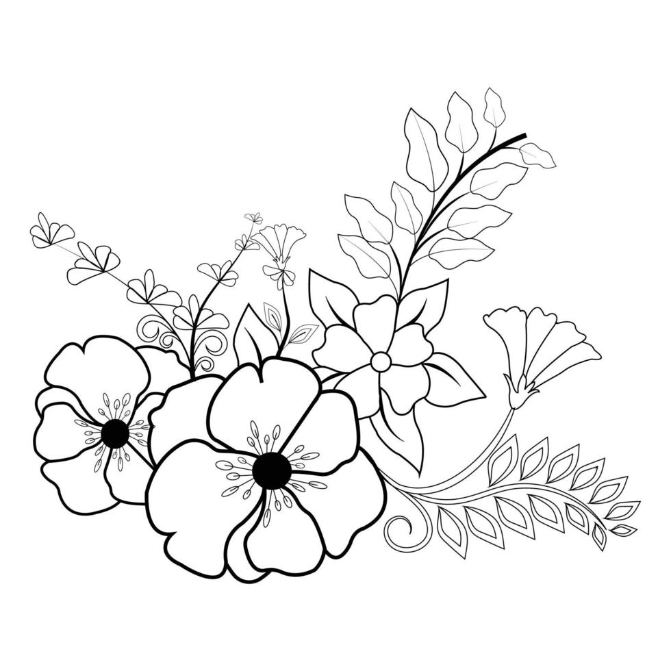 fiori stelo botanico su sfondo bianco vettore