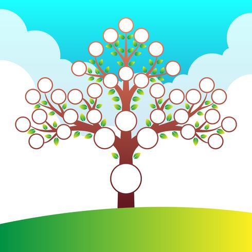 Modello di albero genealogico con posto per ritratti ed elementi di testo vettore