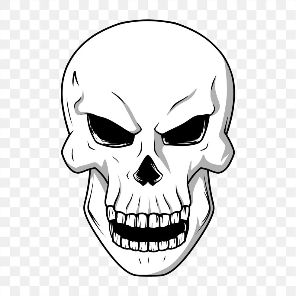illustrazione vettoriale del cranio. cartone animato dell'orrore. elemento di halloween