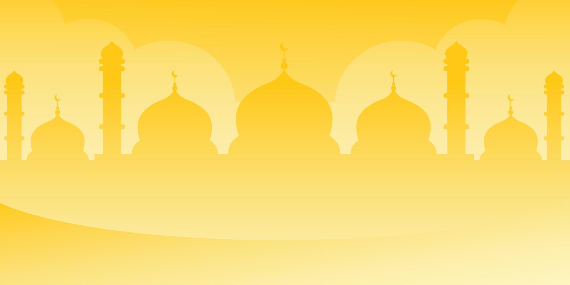 una silhouette della moschea per il design a tema ramadan in giallo vettore