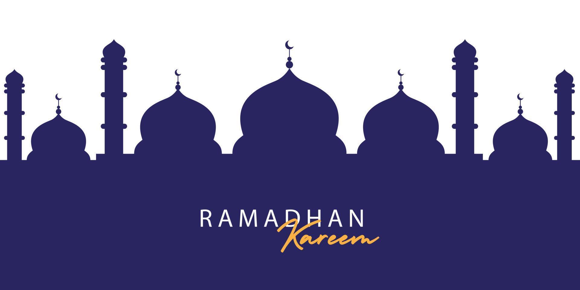 una silhouette della moschea per il design a tema ramadan in blu vettore