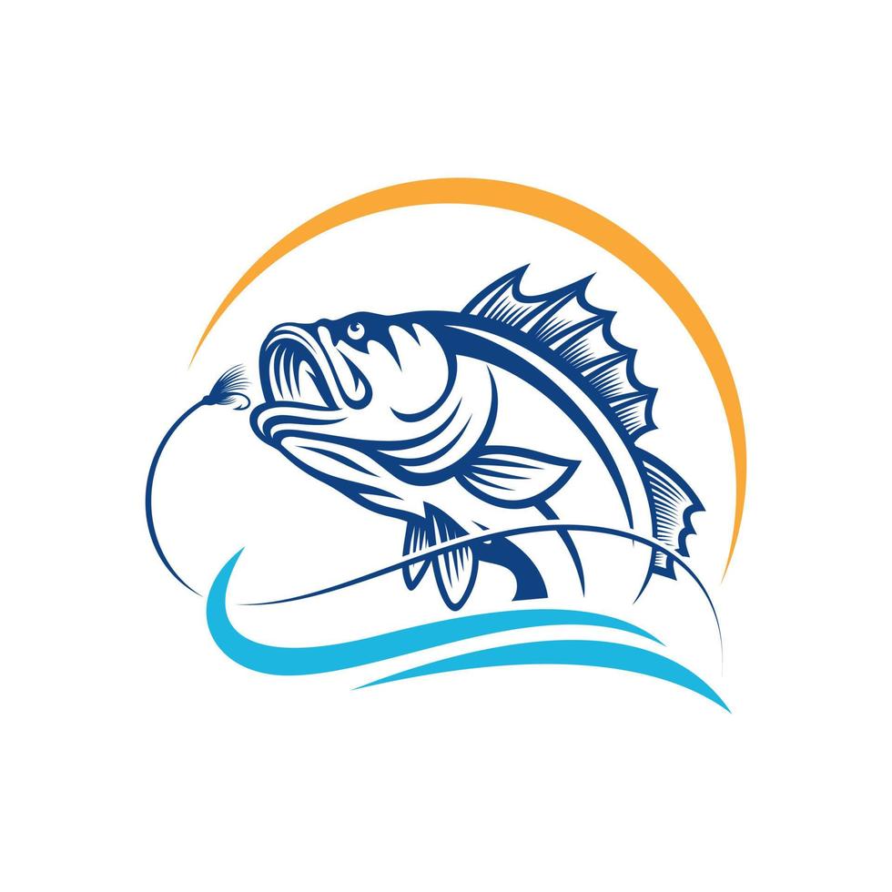 illustrazione del modello di progettazione del logo di pesca vettore