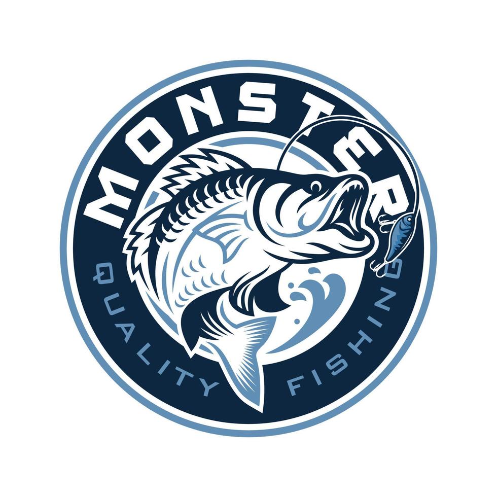 illustrazione del modello di progettazione del logo di pesca sportiva vettore