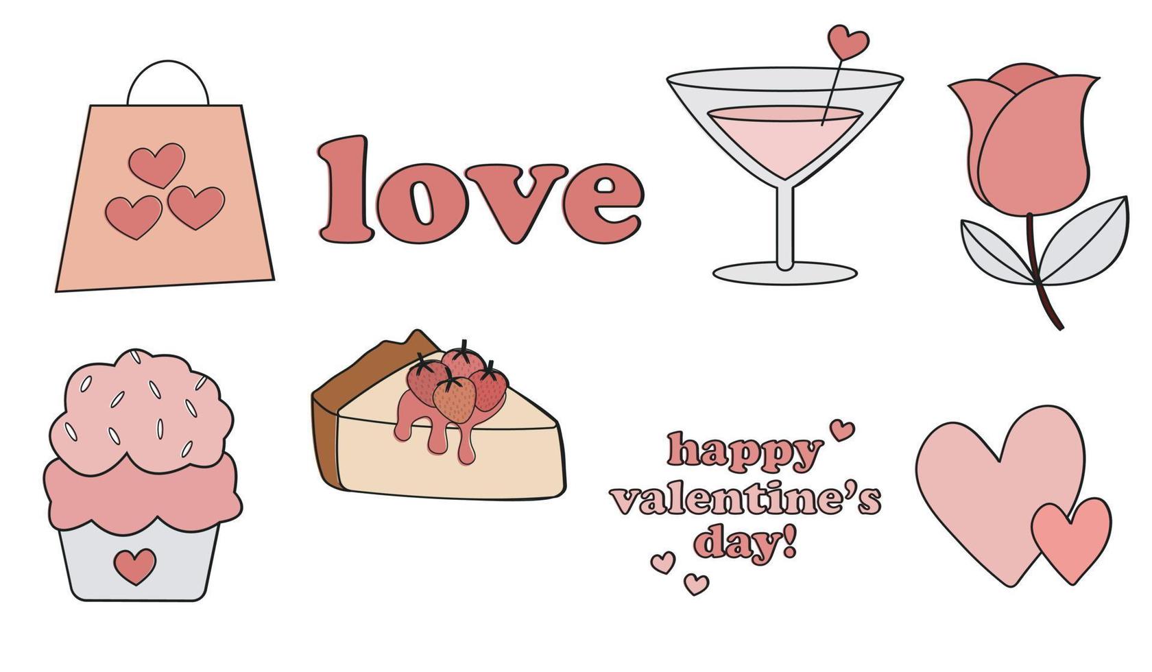 set di clipart di San Valentino. vettori liberi. kit di icona d'amore