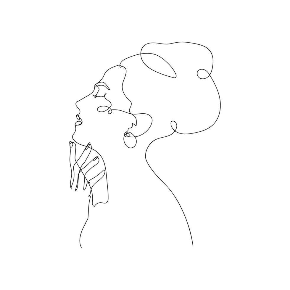 icona di schizzo moderno con linea continua del volto di donna per il design decorativo. sfondo bianco. avatar di persone. illustrazione decorativa print.vector vettore
