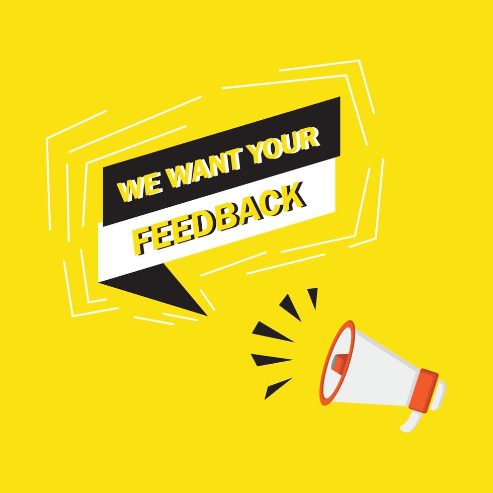 vogliamo il tuo vettore di feedback per poster, invito, banner, promozione
